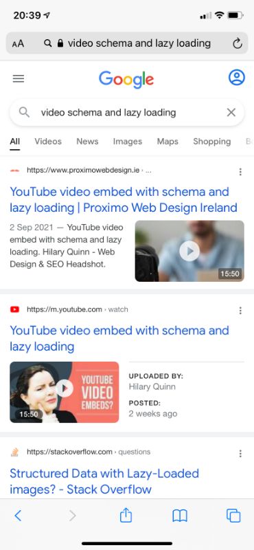 Youtube video embed search results