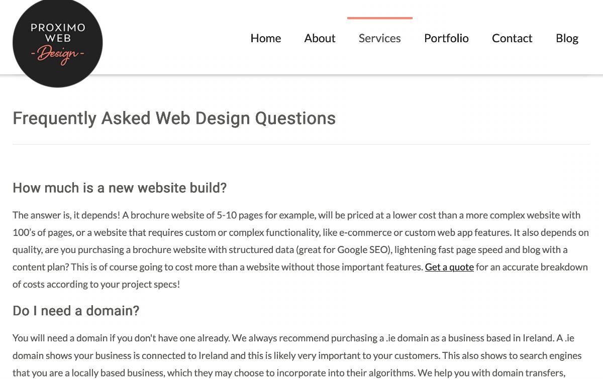 FAQ screenshot