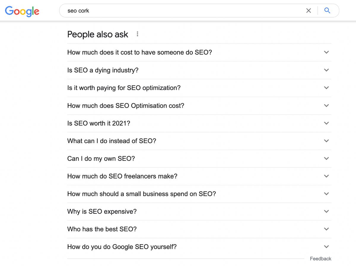 Search seo cork people also ask questions