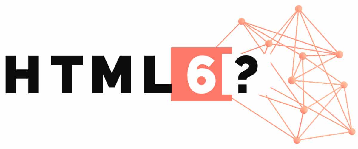 HTML6 with a question mark in block text with geometric background icon