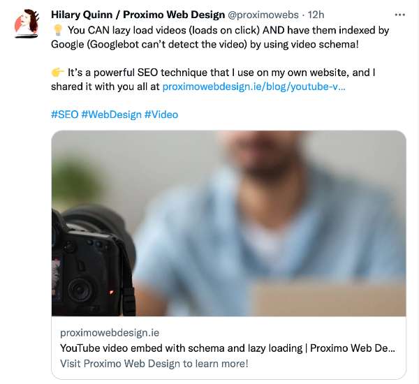 Screenshot of tweet showing large thumbnail in preview of link added